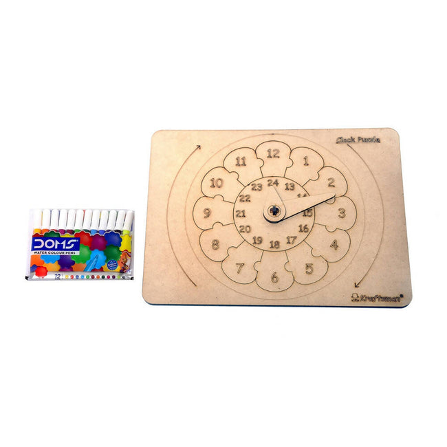 Kraftsman 24 Hour And Minutes Clock Learning Puzzle Board | Color Kit Included Hover Image