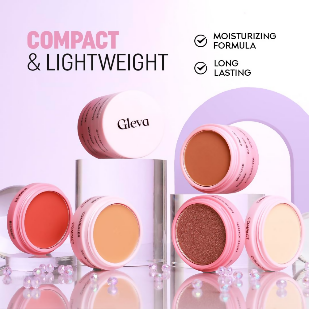 Gleva 5 In 1 Makeup stack Gleva 5 In 1 Makeup stack WIth Concealer, Bronzer, Blusher, Compact & Highlighter Smooth & Blendable Formula - Fair