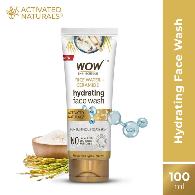 WOW Skin Science Rice Water & Ceramide Hydrating Face Wash, Brightens Skin, Tightens Pores Main Image
