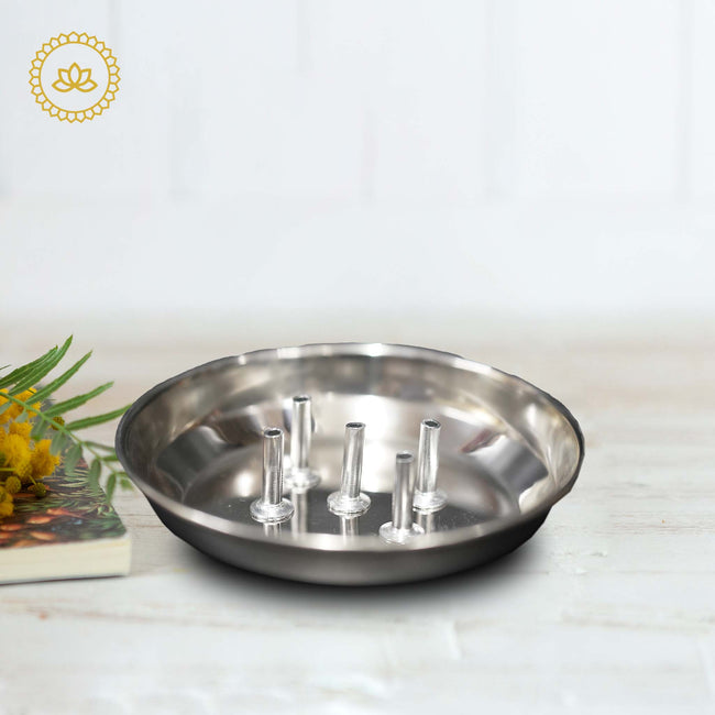 Stainless Steel Agardan Plate: Graceful Décor for Discerning Devotees Hover Image