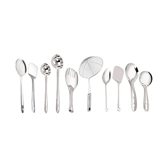 Stainless Steel Cooking and Serving Spoon - Set of 10 Hover Image