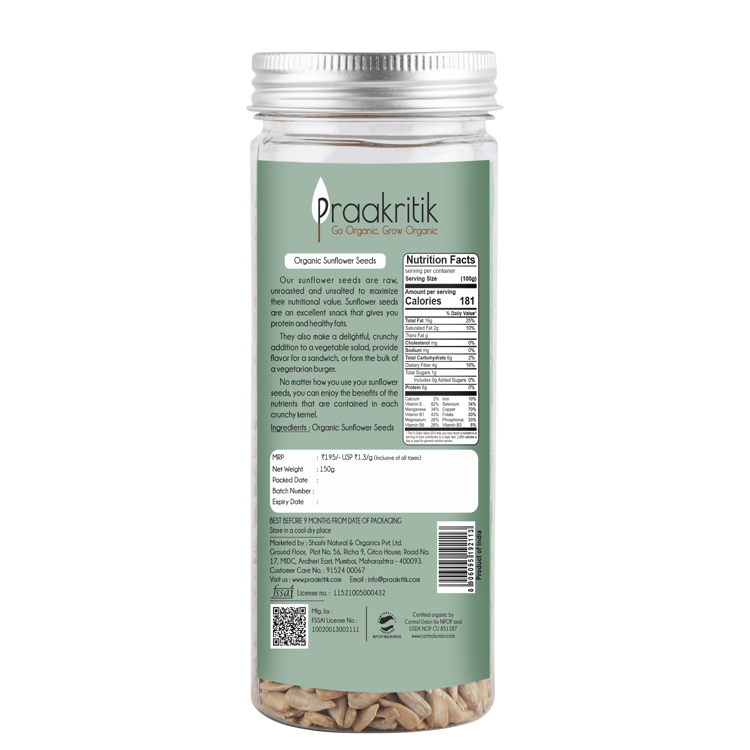 Praakritik Organic Sunflower seeds