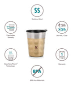 Vaya Popcup Insulated Coffee Mug Tumbler With Lid - 250 ml (Gold)