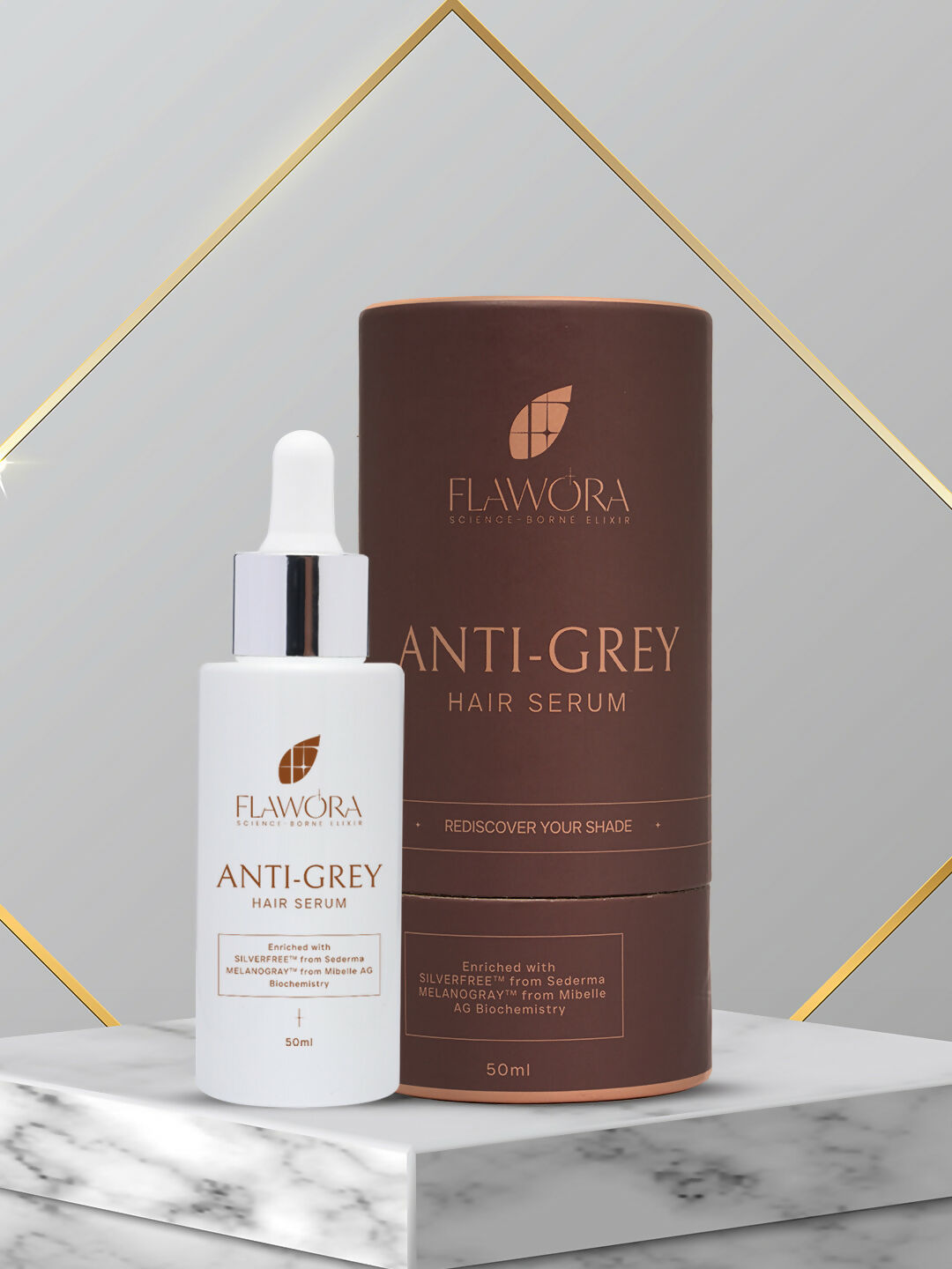 Flawora Anti-Grey Hair Serum, D-Tan Lotion and Gold Face Serum Combo
