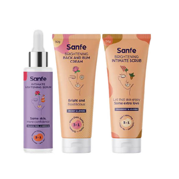 Sanfe Intimate Lightening Serum With Orange Peel + Brightening Intimate Scrub + Brightening Back And Bum Cream Hover Image