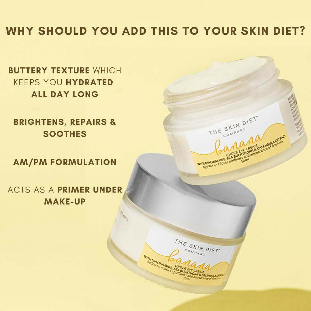 The Skin Diet Company Banana Brightening Under-Eye Cream - Dark Circles, Fine Lines with Niacinamide