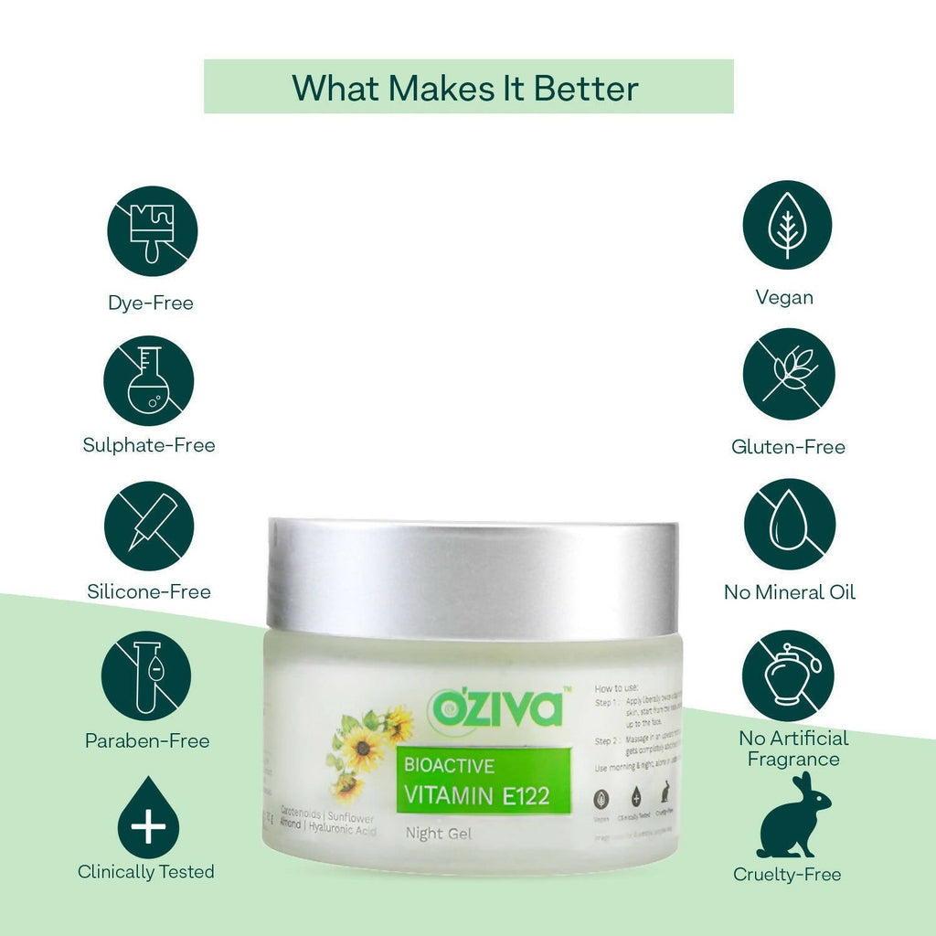 OZiva Bioactive Vitamin E122 Night Gel
