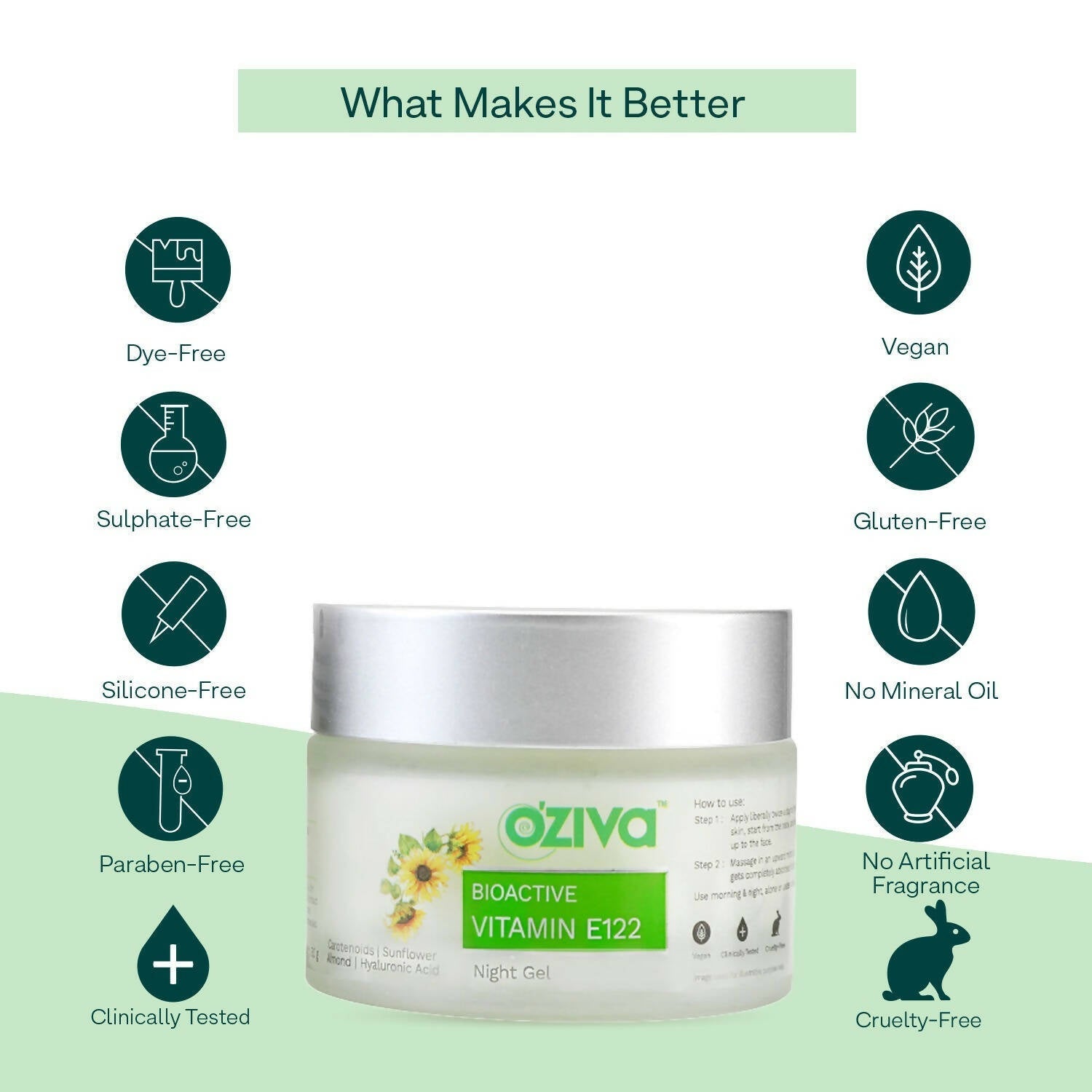 OZiva Bioactive Vitamin E122 Night Gel