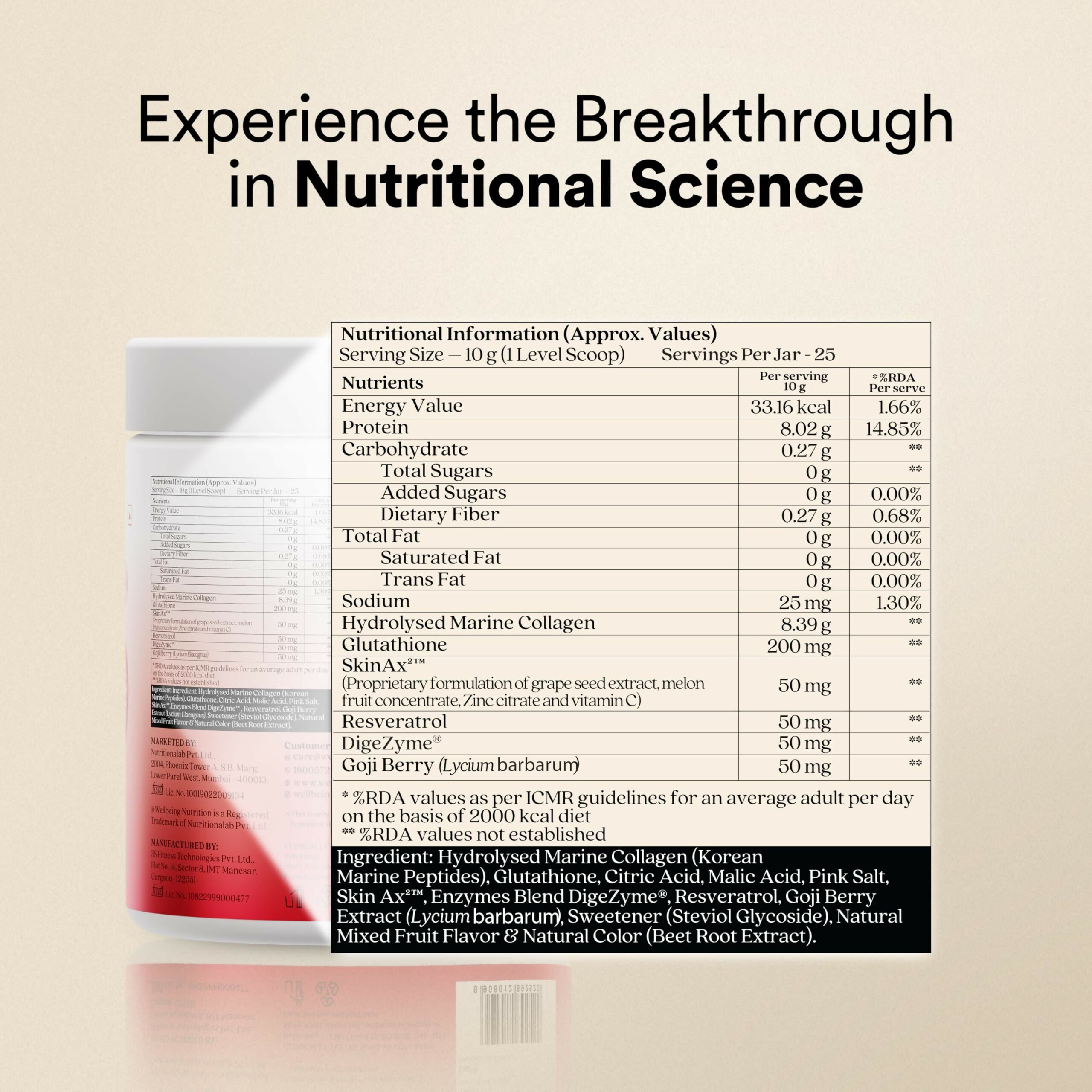 Wellbeing Nutrition Glow Korean Marine Collagen Peptides & Melts Instant Energy Oral Strips Combo