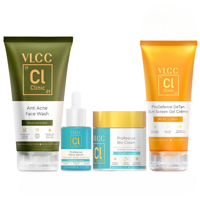 VLCC Clinic Acne Control Regime CSMS (Cleanser, Serum, Moisturizer, Sunscreen) For Acne Care Combo Hover Image