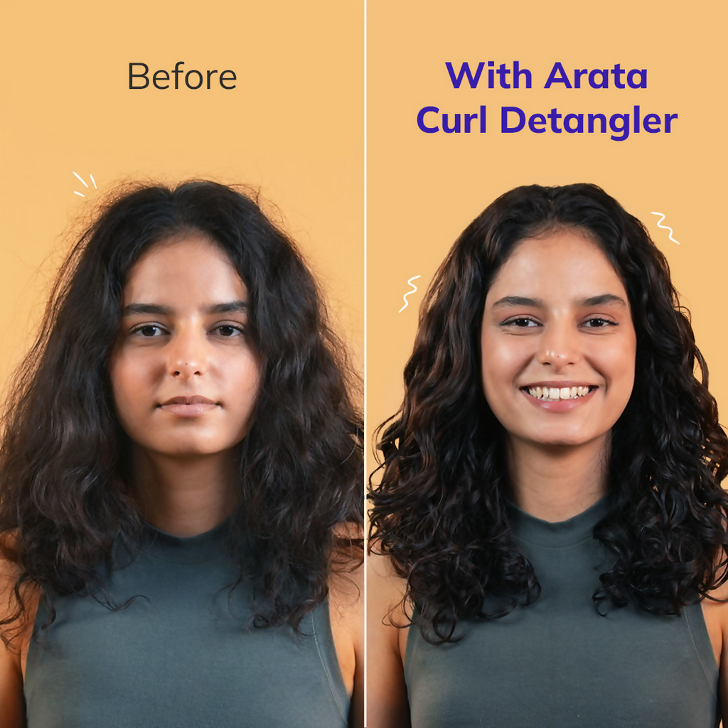Arata Curl Hair Detangler With Hyaluronic Acid, Niacinamide - Detangles & Strengthens Curls