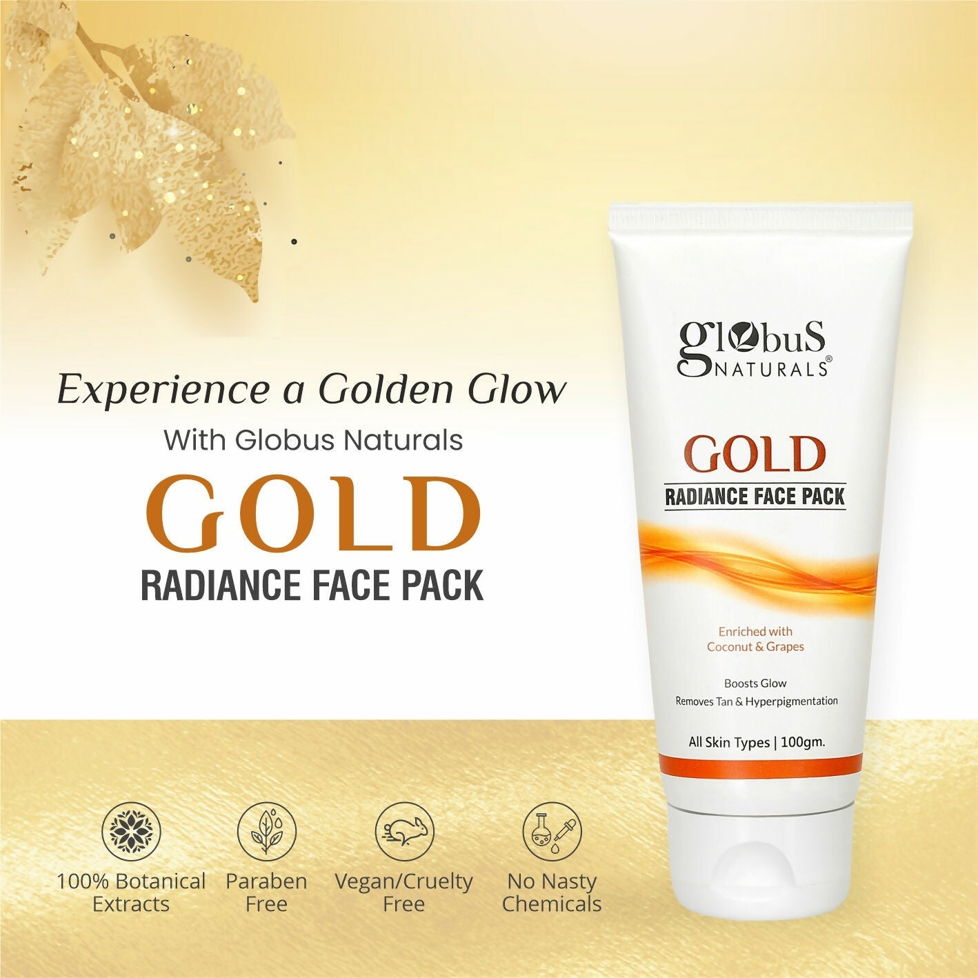 Globus Naturals Gold Radiance Anti Ageing & Brightening Face Pack