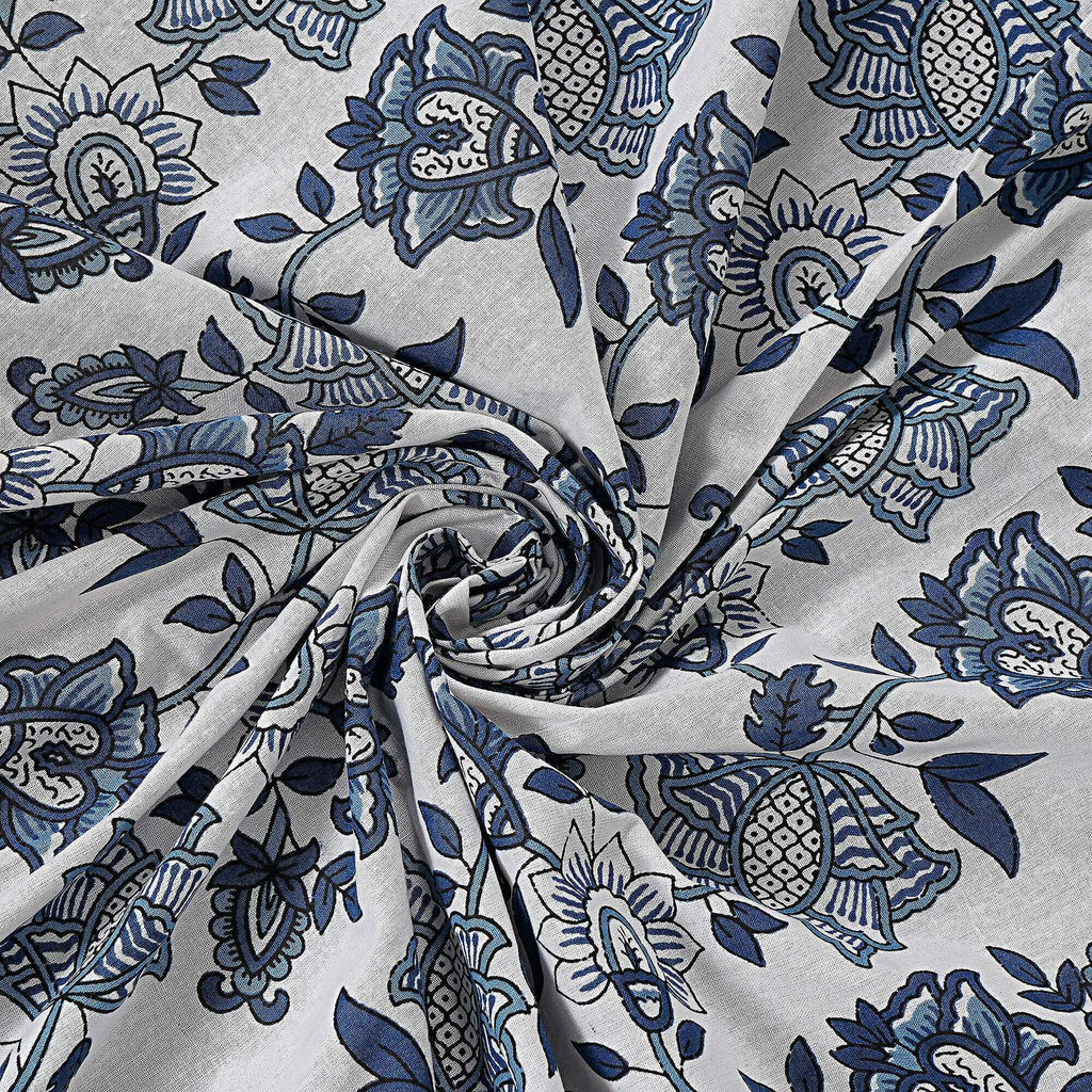 Rudra Bazaar Blue 210 TC Cotton Double King Bedsheet With 2 Pillow Covers