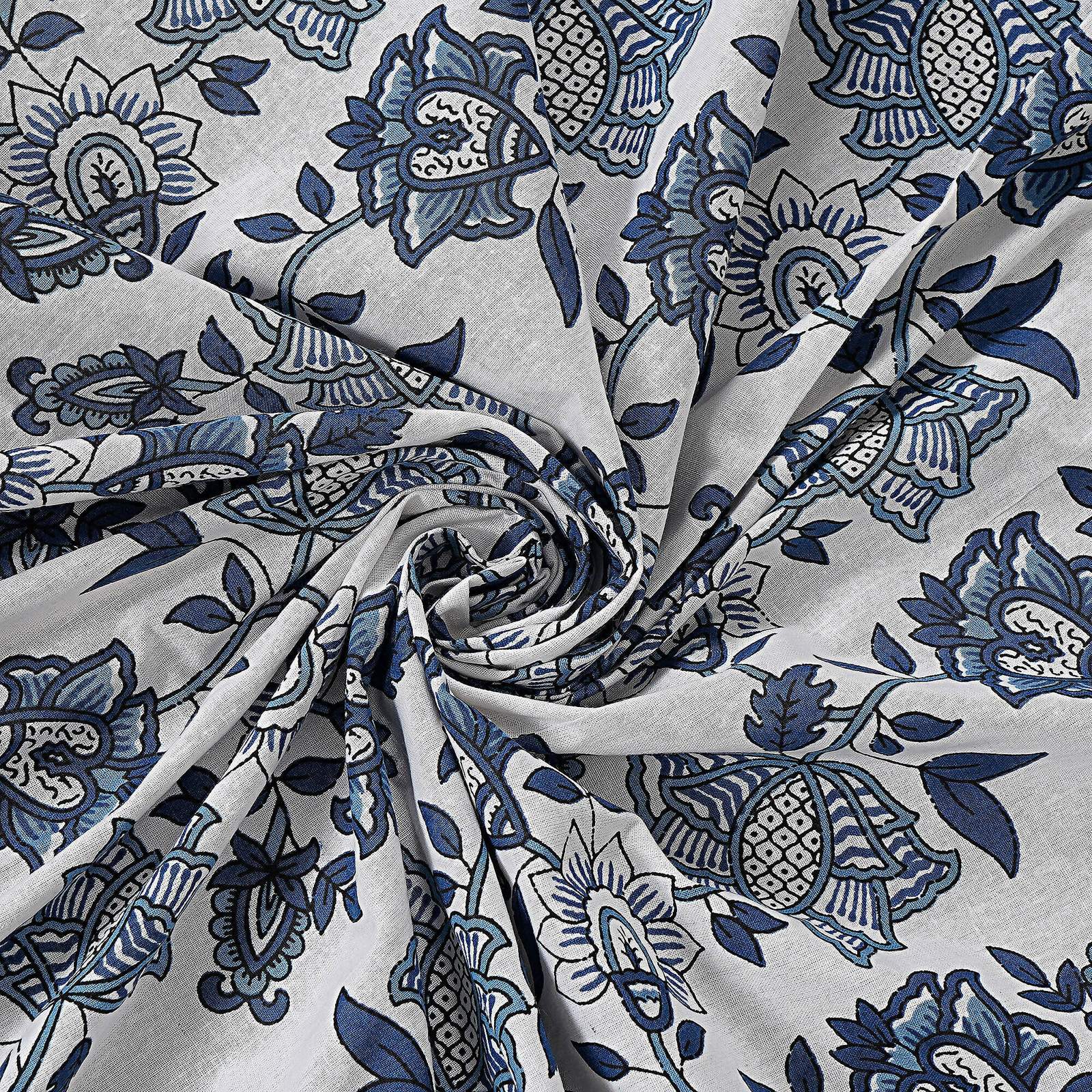 Rudra Bazaar Blue 210 TC Cotton Double King Bedsheet With 2 Pillow Covers