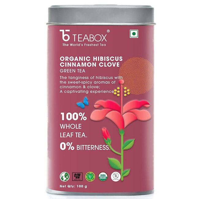 Teabox Organic Hibiscus Cinnamon Clove Green Tea Loose Leaves Hover Image
