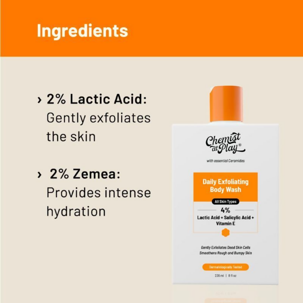 Chemist At Play Lactic Acid Exfoliating Body Wash & AHA Underarm Roll-On Combo