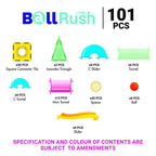 Kipa MagPlay BallRush Magnetic Tiles 101 Pieces with Storage Container Ball Run Set for Kids. 3D Stem Educational Toys. Magnetic Marble Run for Kids