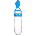 Safe-O-Kid Easy Squeezy Silicone Food Feeder Spoon (Soft Tip) Bottle- Blue- 90mL