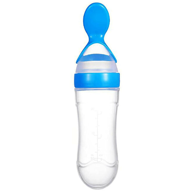 Safe-O-Kid Easy Squeezy Silicone Food Feeder Spoon (Soft Tip) Bottle- Blue- 90mL Hover Image