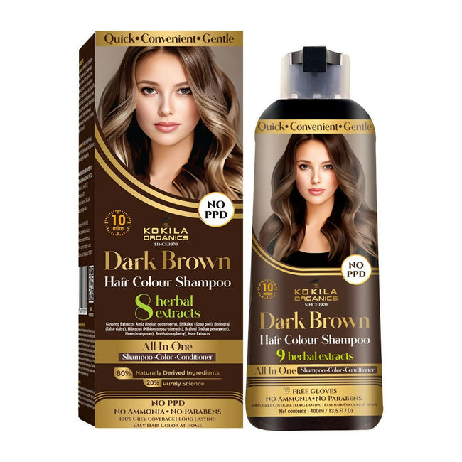 Kokila Organics Hair Color Shampoo With Natural Extracts - Dark Brown Hover Image