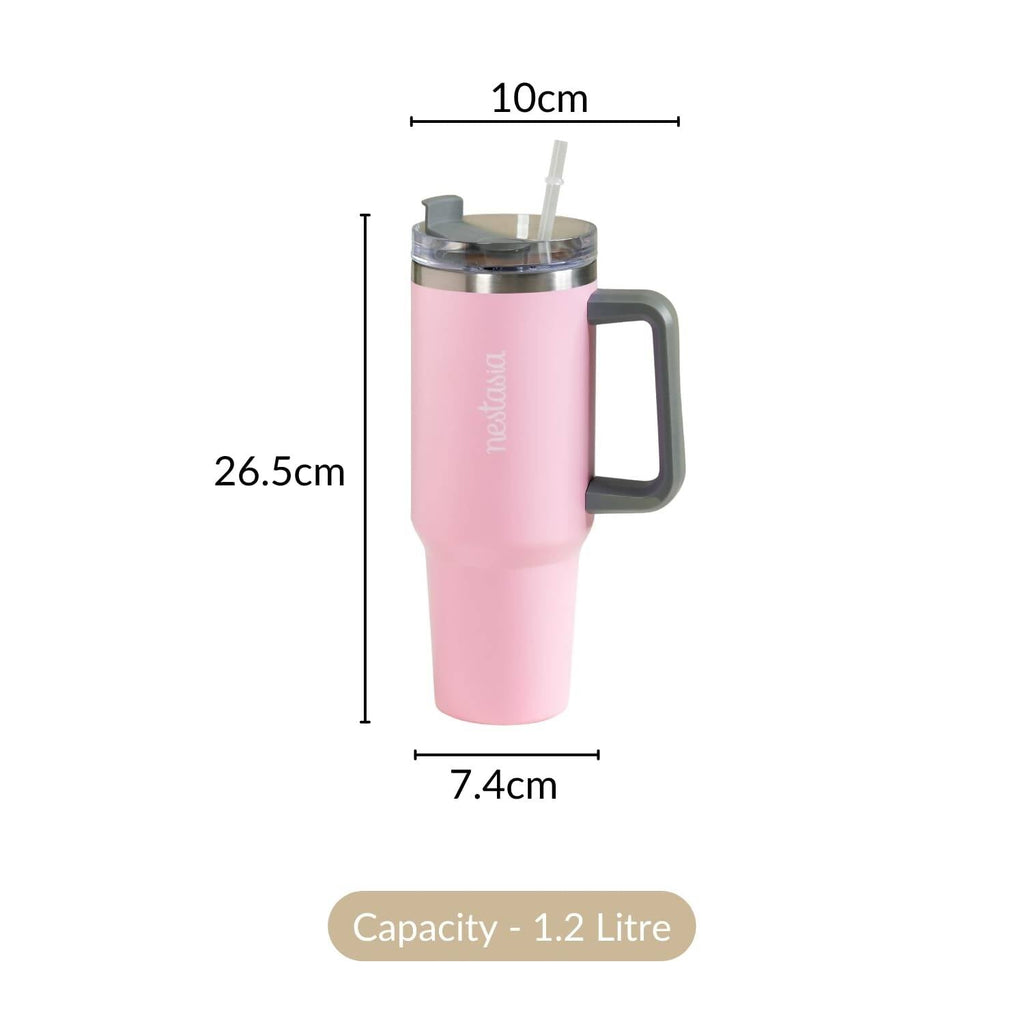 Nestasia Tumbler with Handle Straw & Lid - 1.2L (Pink)