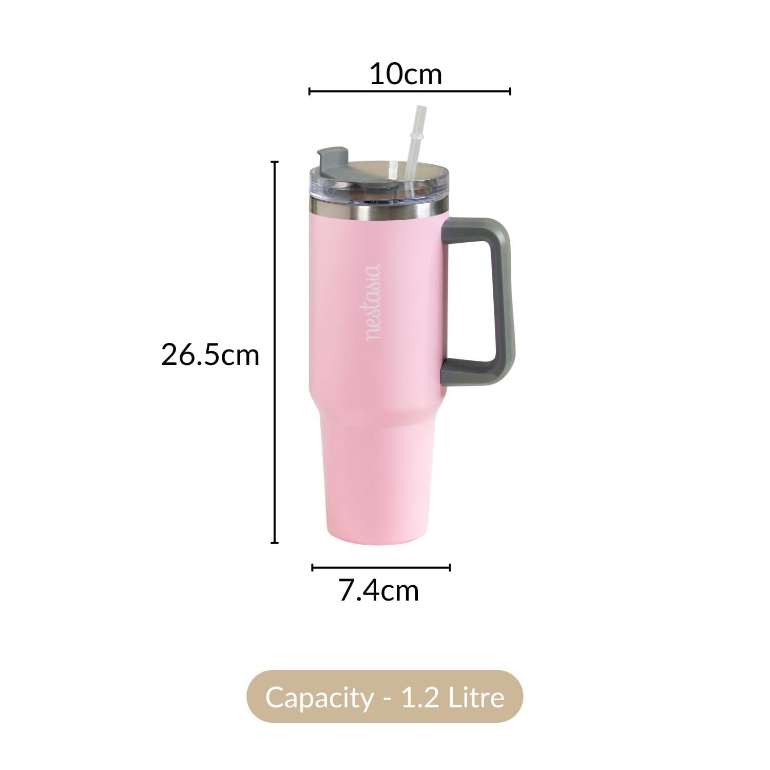 Nestasia Tumbler with Handle Straw & Lid - 1.2L (Pink)
