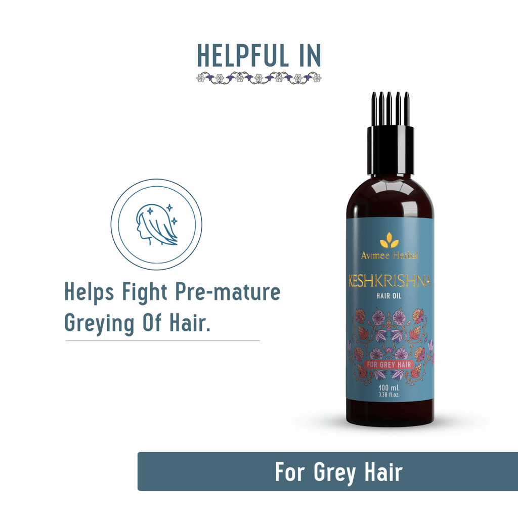 Avimee Herbal Anti Grey Hair Combo - Keshkrishna Hair Oil And Scalptone Grey Hair Serum, Restores Natural Color