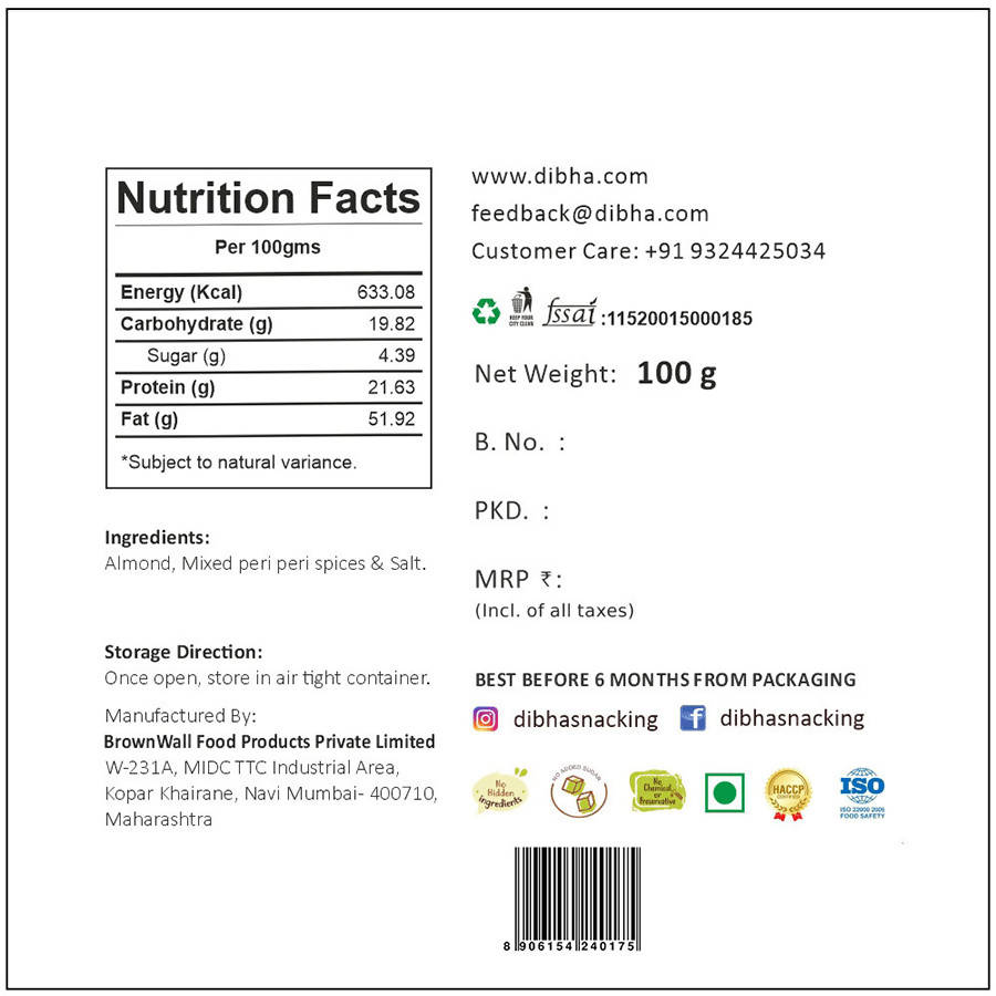 Dibha Peri Peri Almonds