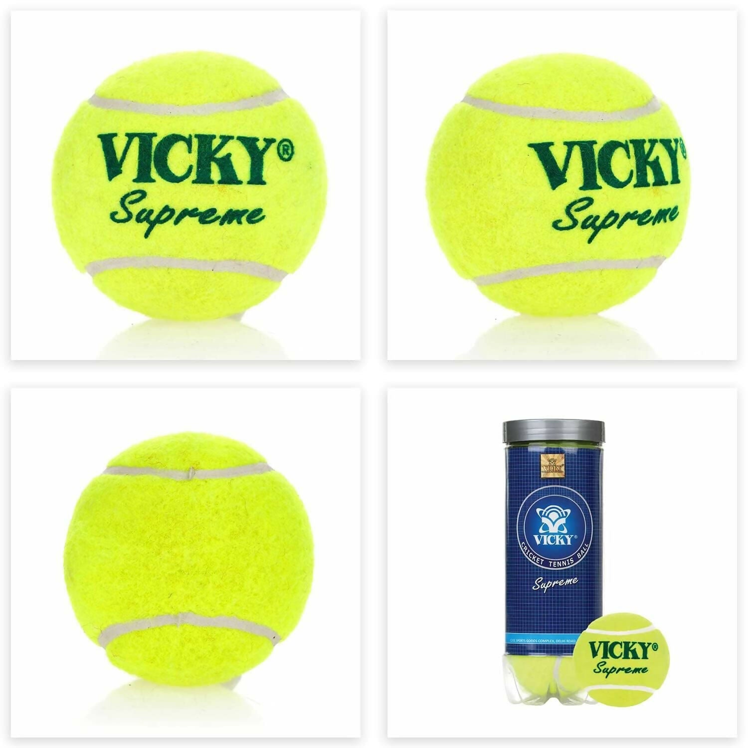 Vicky Supreme Yellow Tennis/Cricket Ball Heavy Multipurposeful Design & Durable Rubber Built