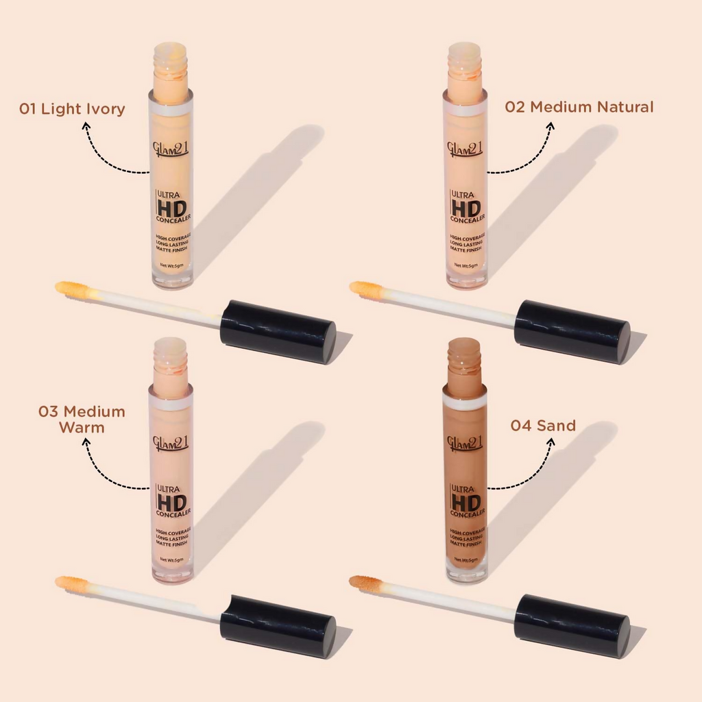 Glam21 Ultra HD Liquid Concealer for HD Finish - Light Ivory