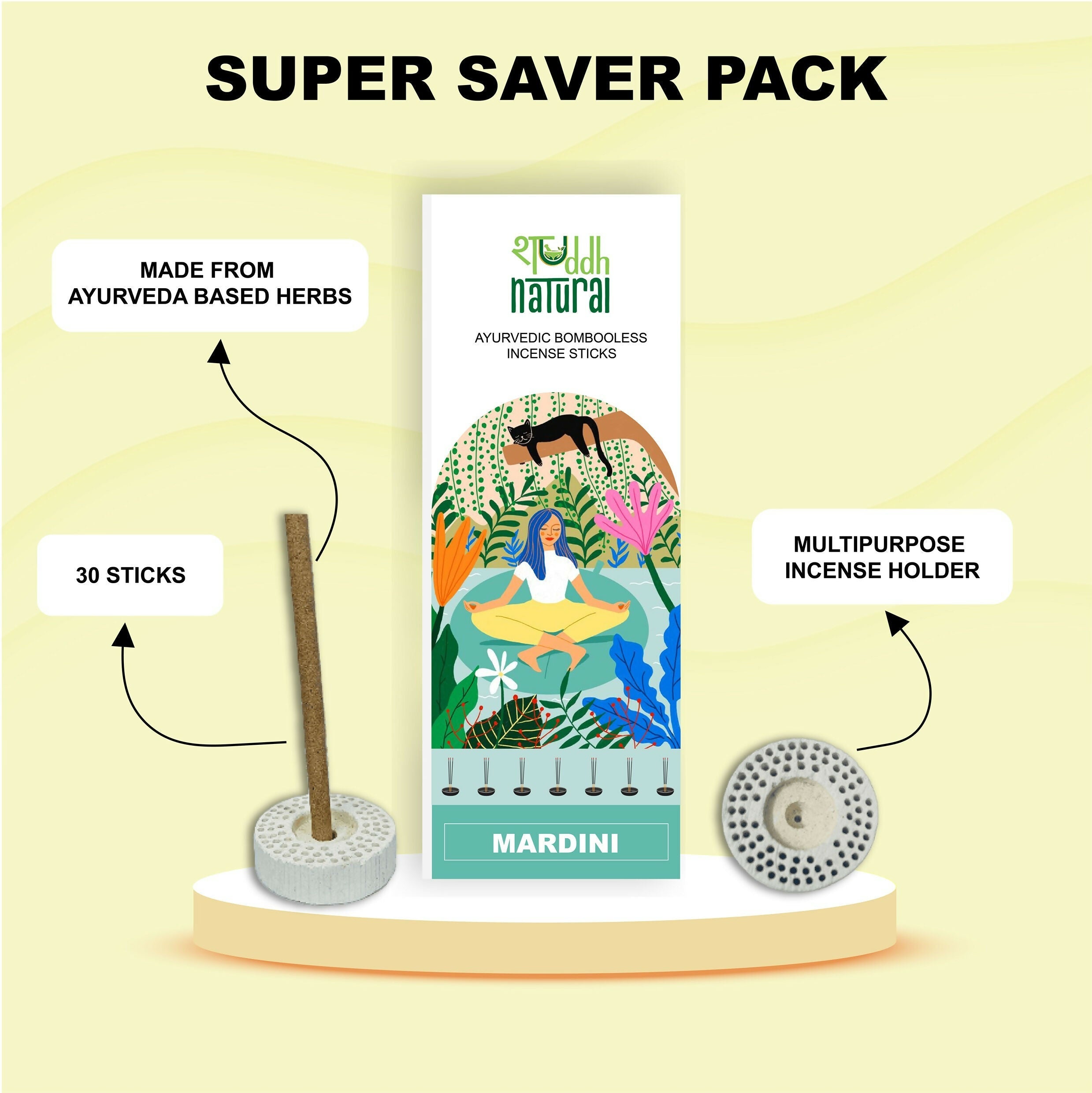 Shuddh Natural Lemongrass & Eucalyptus Bambooless Incense Sticks