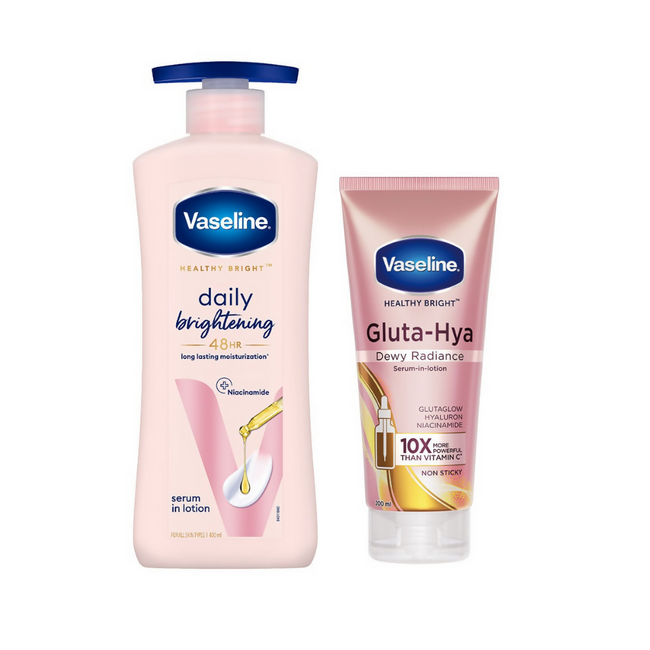 Vaseline Healthy Bright Daily Brightening Body Lotion & Gluta-Hya Dewy Radiance Serum-In-Lotion Combo Hover Image