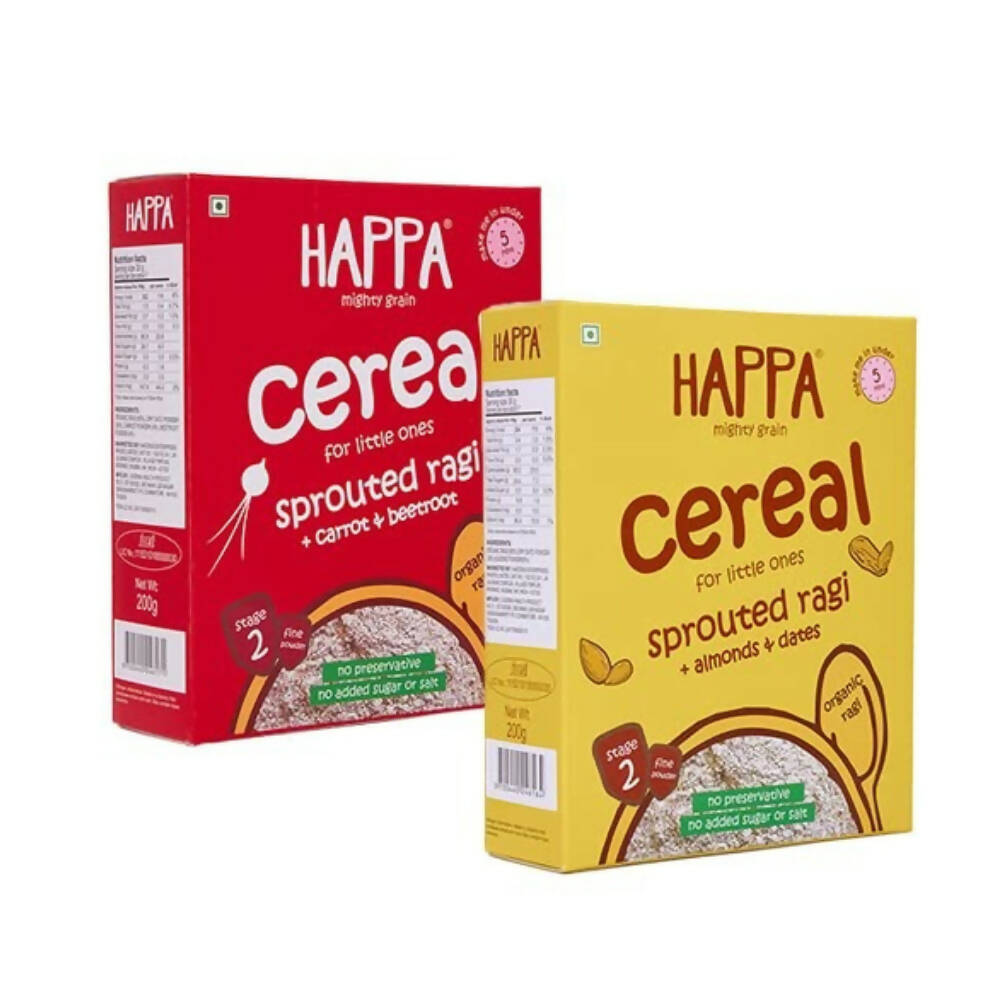 Happa Organic Ragi Porridge Mix- Ragi+Almonds+Dates and Ragi+Carrot+Beetroot Combo
