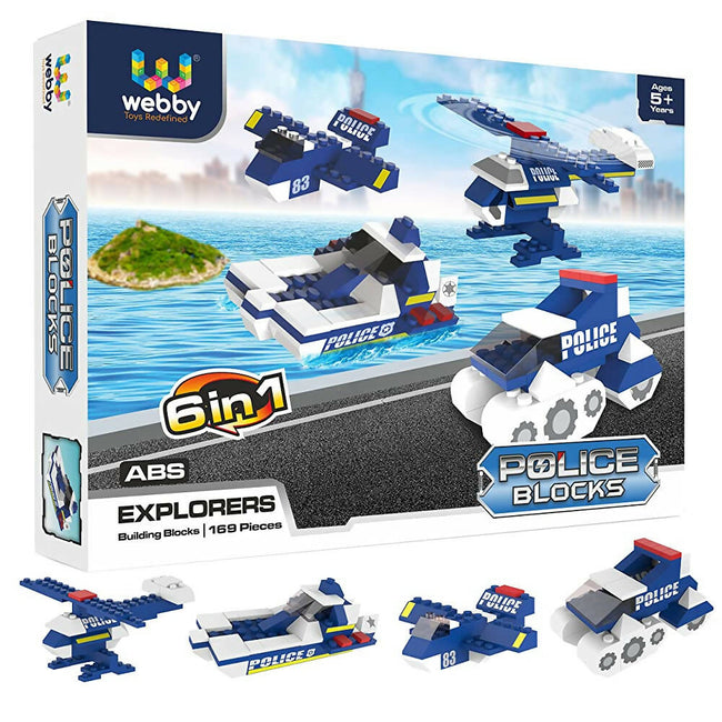 Webby 6 in 1 Police ABS Building Blocks Kit for Kids (169 Pcs) Hover Image