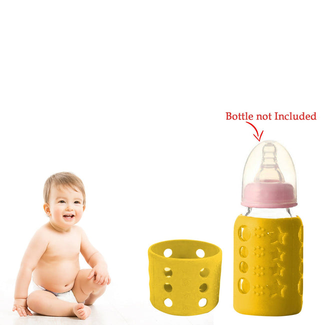 Safe-O-Kid Silicone Baby Feeding Bottle Cover Cum Sleeve for Insulated Protection 60mL- Yellow Hover Image