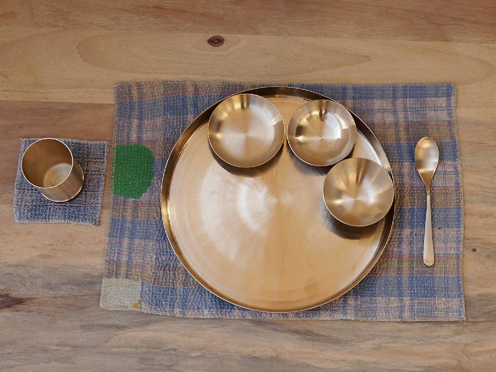 De Kulture Works Pure Ayurveda Kansa Bronze Golden Dinner Thali Set