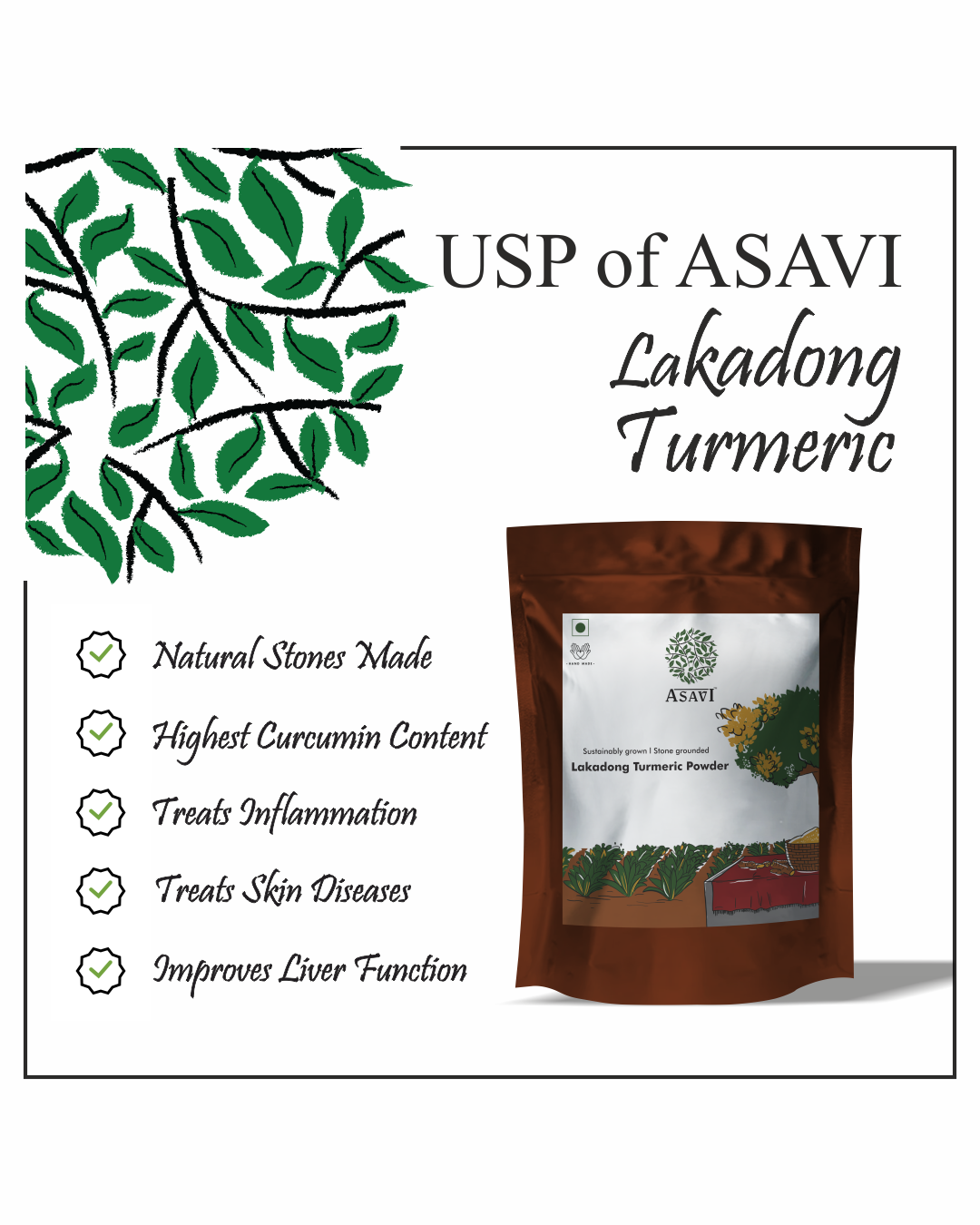 Asavi Stonemade Lakadong Turmeric Powder