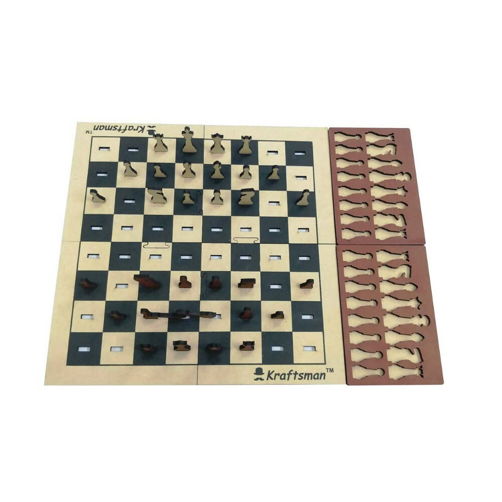 Kraftsman Wooden Portable Chess Board Game Set for Kids and Adults of All Age Groups