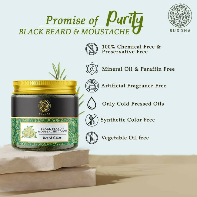 Buddha Natural Beard & Moustache Black Color Main Image