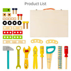Nesta Toys Wooden Tool Kit Set with Tool Box, Pretend Play Portable Construction Tools Kit Toys for Kids, 36 Piece (3-8 Years)