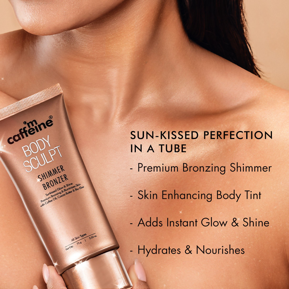 mCaffeine Body Sculpt Shimmer Body Bronzer Lotion For Sun Kissed Glow Illuminated & Moisturized Skin