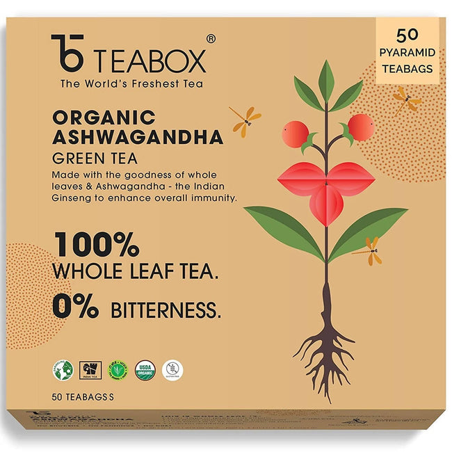 Teabox Organic Ashwagandha Green Tea Bags Main Image