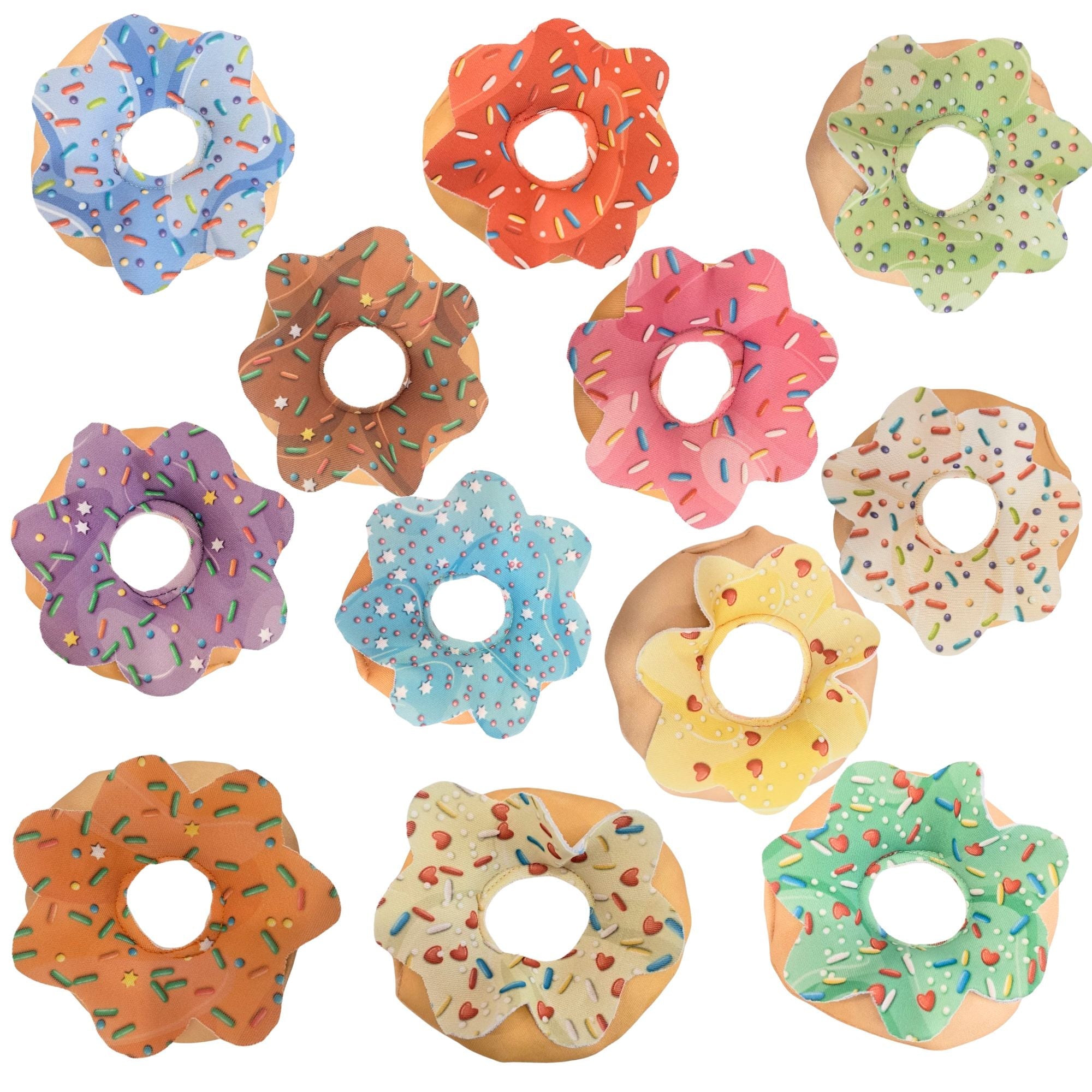 The Small Wonderland Pretend Play Donut Shop Set – 12 Colorful Fabric Donuts with Play Menu, ATM Cards, Money, and Shop Poster