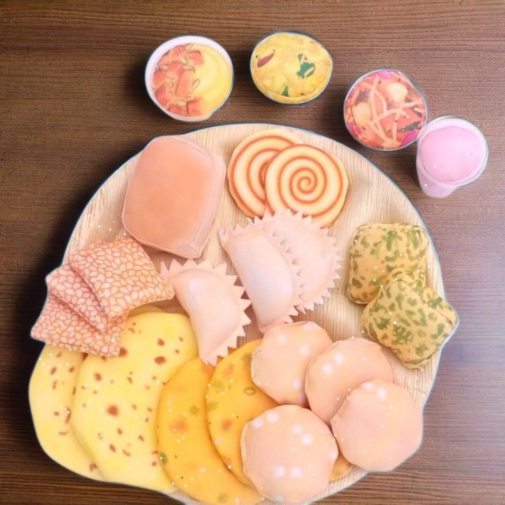 The Small Wonderland Maratha Samrat Thali -Maharashtrian food Inspired pretend Fabric Toys
