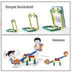 Kipa 90 Pieces Pipe Puzzle, Educational & Intellectual Role Playing Model Construction Blocks with Rolling Wheelbase , Smooth Edged for Kids