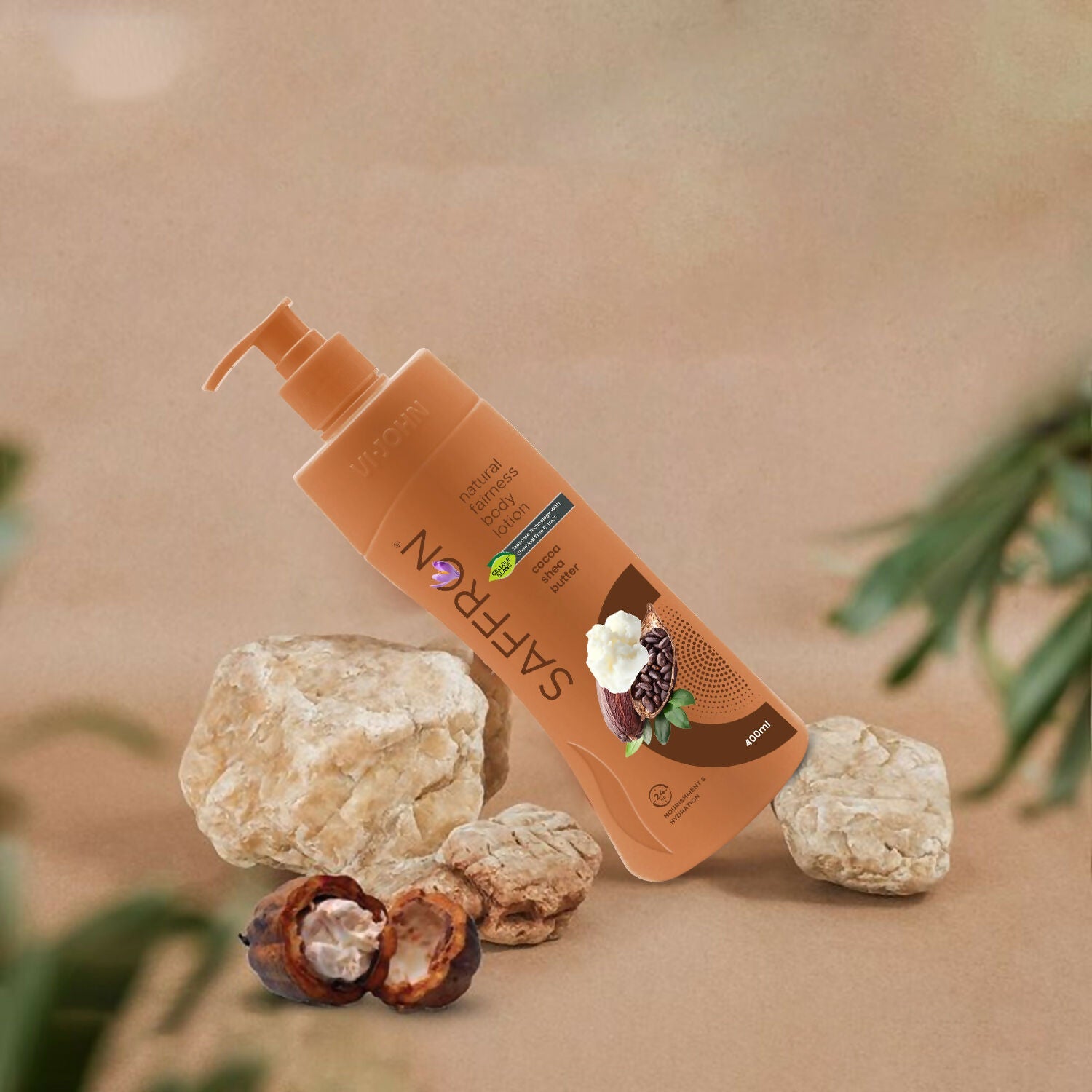 VI-JOHN Saffron Natural Fairness Body Lotion Cocoa Shea Butter Deep Nourishment Soft, Glowing Skin For All Skin Types