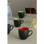 Black Mat Multicolour Tea/Coffee Cups, 180 Ml, Set of 6 Pieces.