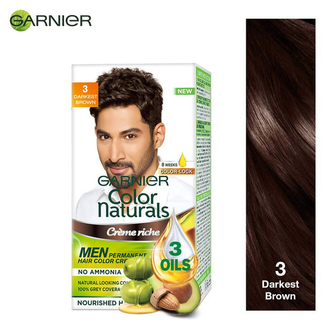 Garnier Color Naturals Creme Riche Men Hair Color - Shade 3 Darkest Brown Main Image