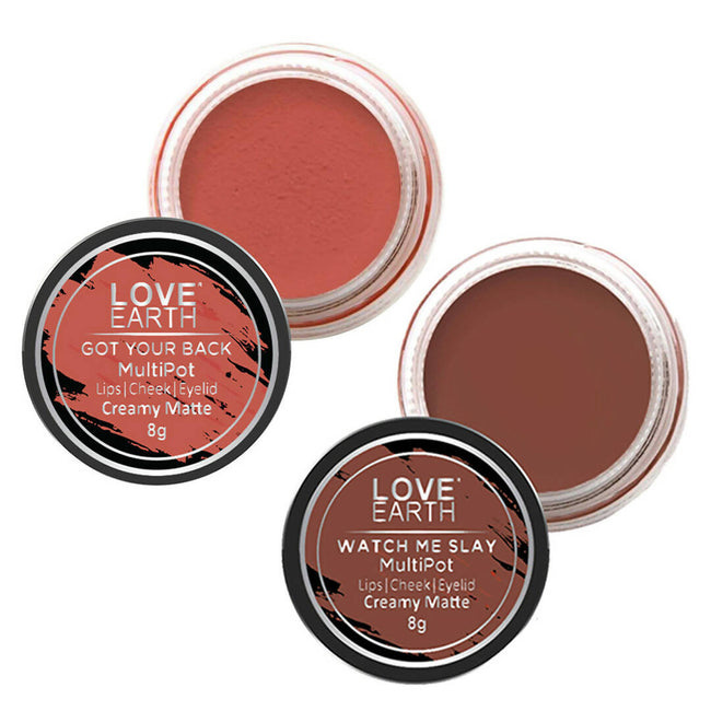 Love Earth Lip Tint & Cheek Tint Multipot Combo (Coral & Caramel Brown) Hover Image