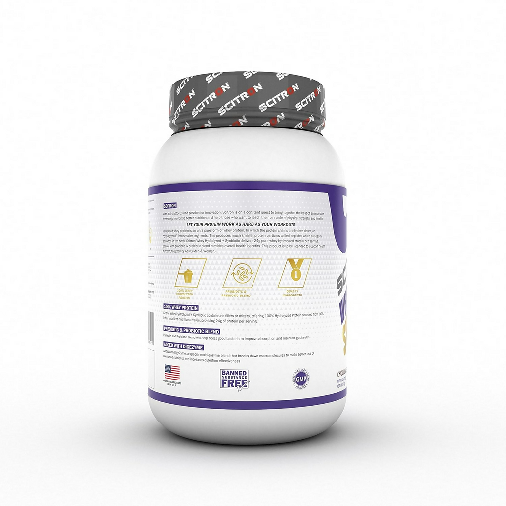 Scitron Whey Hydrolyzed Synbiotic 100% Hydrolyzed Protein Powder Chocolate Flavor